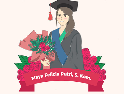 Girl Graduation flat illustration graphic design