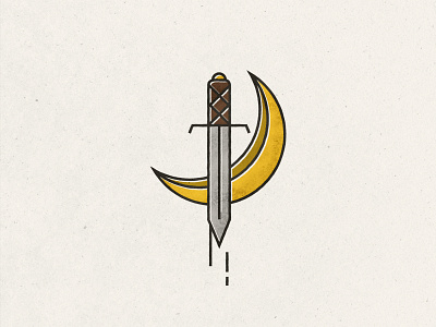 Moonblade blade dagger design distressed flat illustration knife moon sword texture vector