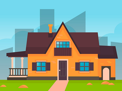 Suburb house design in flat style adobe illustrator art background building cartoon cute design flat house illustration vector