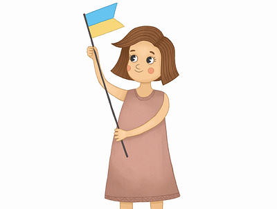 Girl with flag of Ukraine art book cartoon character child design flag girl illustration kid peace procreate ukraine war