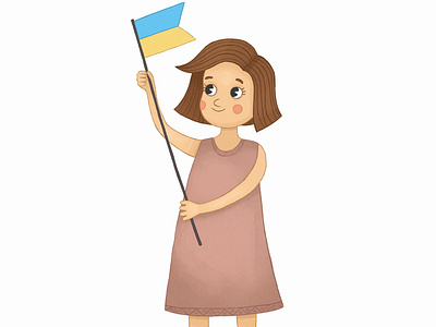 Girl with flag of Ukraine