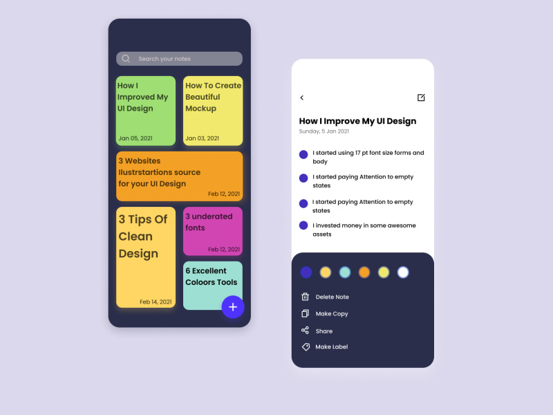 Note app by Galih Pandu on Dribbble
