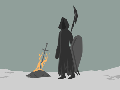 "It's Lit" - Dark Souls Bonfire (Style Frame) 2d after effects dark souls design fire flat illustration motion design style frame