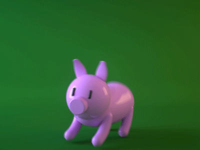 Party Piggie 3d animation character gif octane rig weekly