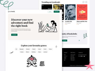 Goodreads redesign books concept design illustration landing page redesign ui ux web web design