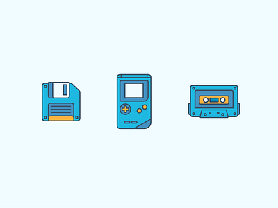 Retro Icons 90s cassette floppy gameboy icons illustration music vintage