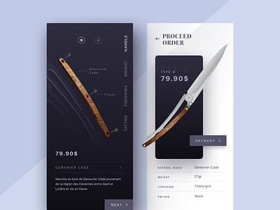 Knife app illustration invision layout minimal mobile mobile app modern purple ui design ux design violet