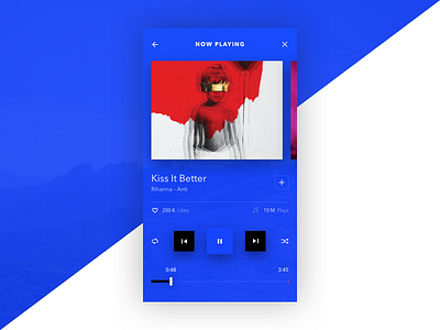 Now Playing app blue design music now playing ui