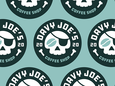 Davy Joe's Coffee badge brand design brand identity branding coffee coffee bean coffeeshop illustrator logo logo design skull skull logo