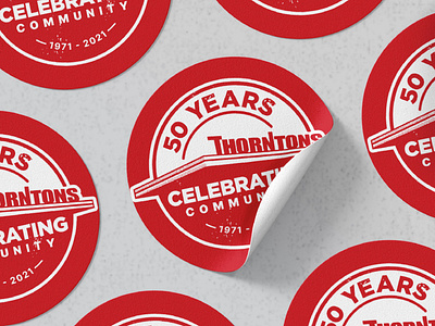Thorntons 50 Year Anniversary Badge badge badge design brand branding fuel station gas station illustrator retro sticker