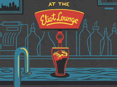 Elliot Lounge bar beer bottles editorial illustration