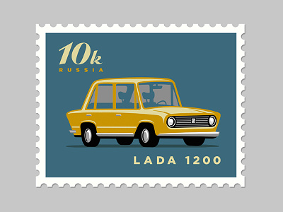 LADA 1200 car euro russian stamp
