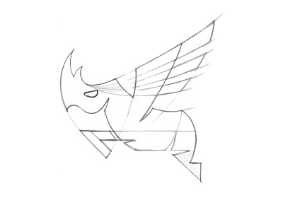Soaring Rhino Sketch board game brand development branding flying game gaming logo mobile rhino sketch soaring