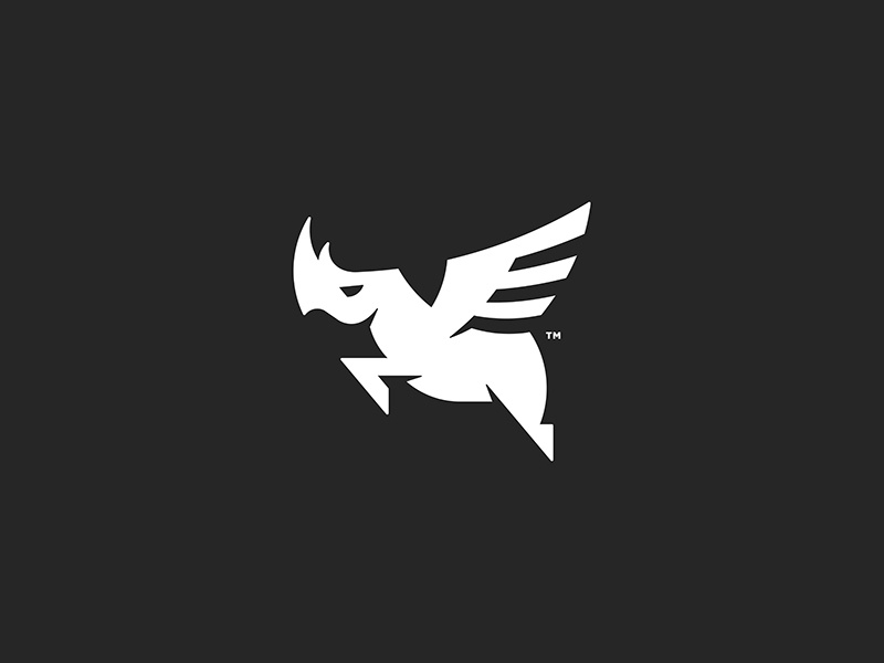 Soaring Rhino Logo Icon mark logo branding wings rhino icon