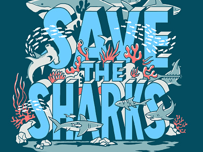 Save The Sharks ocean poster shark shark week