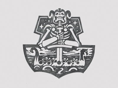 Nordic Ghost Ships badge dragon nordic ship skull vikings