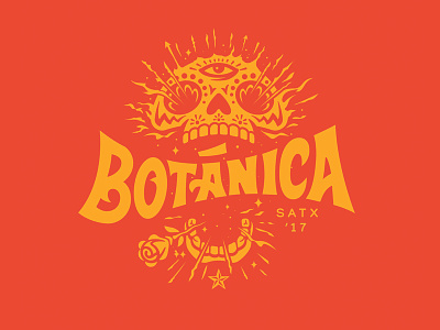 Botánica Mark Development botanical branding day of the dead illustration music festival skull