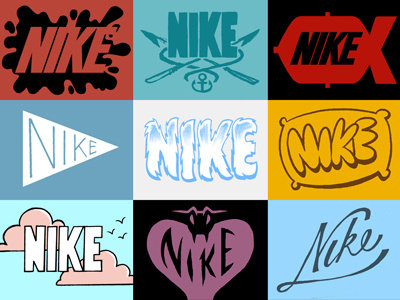 Shoe tags hand drawn type logos nike tags
