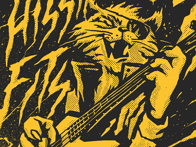 Hissin Fitz bass cat eye patch illustration punk rock screen print