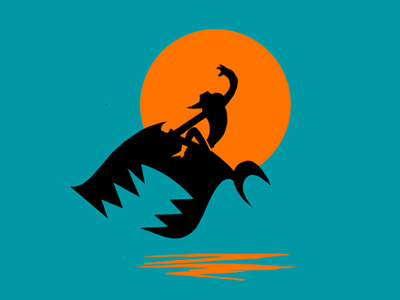 Water Cowboy bull riding cowboy ocean shark sunset water cowboy