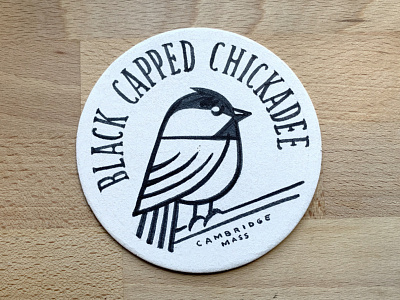 Black Capped Chickadee bird chickadee coaster hand drawn illustration inktober lettering