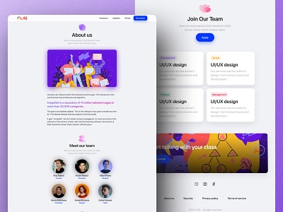 CliQ-About Us Page about us about us page app branding careers colorful contact us figma ios landing page layout logo minimal product design typography ui ux visual identify web design website
