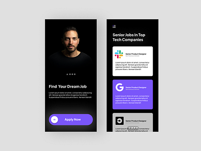 Job Board - Dark mode branding design illustration job job app job application job board logo uiux vector