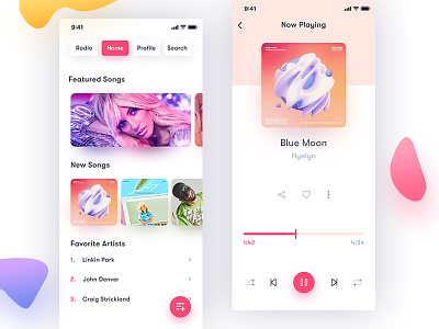 iOS Music Player app app ui design clean ios music music app