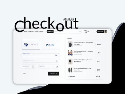 Ecommerce Outlet Payment Checkout UI @ui app branding checkout page dailyui 002 design flat mockups prototype typography ui ux