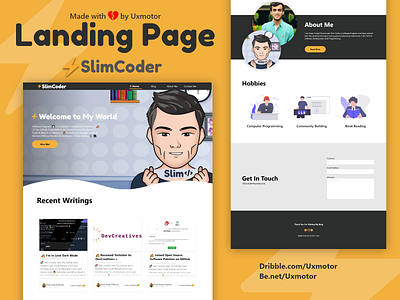 Programmer's Landing Page | Blog | Slim Coder branding design landing page landing page design typography ui