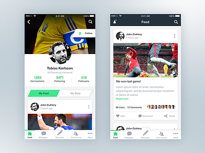 iPlay - Sneak Peak 10clouds app community feed ios iplay mobile profile social sport