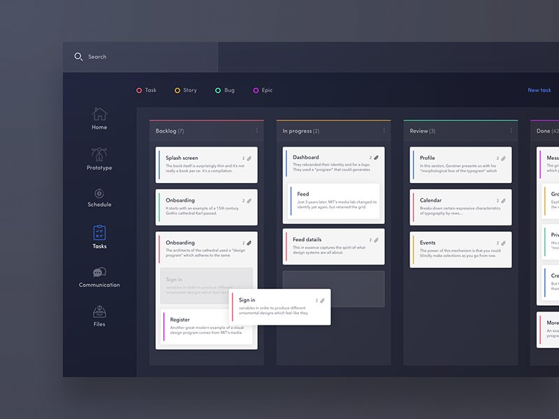 Task board design for web by Kamil Bachanek for 10Clouds on Dribbble