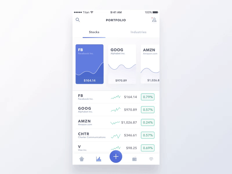 Titan - Mobile App Animation 10clouds animation app bachanek bank finance fund hedge ios kamil mobile stock