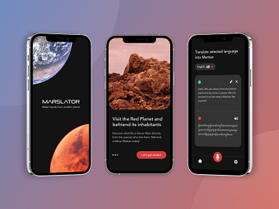 Marslator App app design earth mars planets space translation app ui ux