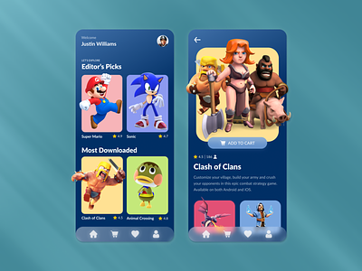 Game Store App app design game game app gaming mobile ui ux