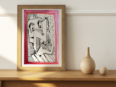 Abstract hand drawn illustration of unique drawing abstract art artwork curvedline drawing graphic design human illustration line linedrawing man poster print unique unusualart