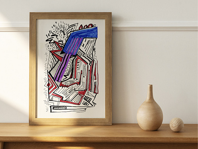 Abstract hand drawn painter. Unusual artwork abstract art artwork curvedline design drawing handdrawn illustration line painter poster print uniqueart unusualart