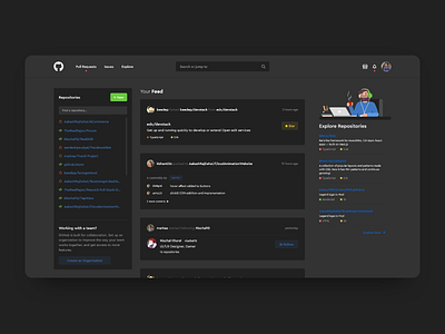 Github Dark Mode Concept coder coding dailyui dark darkmode darkui dribbble flat design git github gitlab hack illustration minimal nepal programming ui