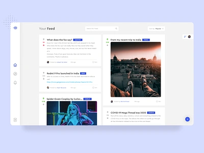 Waveforum Activity Feed branding cards dashboard dribbble feed forum minimal nepal photos quora reddit share social network socialmedia uiux upvote