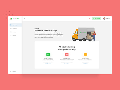 MindShip Dashboard Page admin dashboard admin panel dashboard delivery dribbble ecommerce flat design logistics minimal nepal payments shipping truck ui