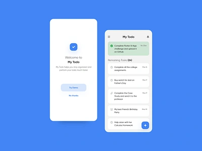 Simple ToDo App Design app app design checklist clickup design fab flat flat design list materialdesign minimal mobile mobile design nepal productivity todo todoist todolist trello ui