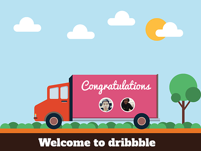 Welcome to Dribbble II congrats dribbble giveaway invite truck welcome winners