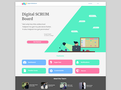 DailyUI Challenge-Landing Page agile dailyui flat design illustration landing landing page nepal project management project management tool scrum