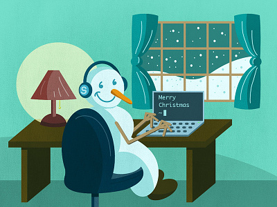 Snow Coding code illustration laptop snow snowman