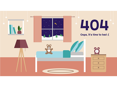 404 page flat illustration 404 404page apartment apartment design bedroom decor decoration design error 404 error page figma flat flat illustration illustration night room sleep vector