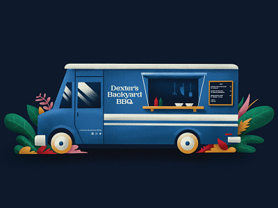 Dexters Backyard BBQ Food Truck Illustration