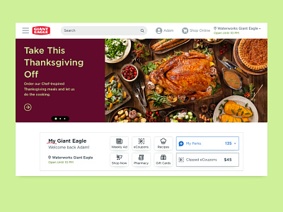 Giant Eagle Homepage Redesign dashboard ecommerce grocery homepage landing shopping sketch ui ui design ux