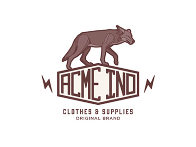 ACME INDUSTRIES LOGO animal coyote handmade logo logotype original type