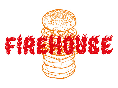 Fire Type burger fire handmade lettering type