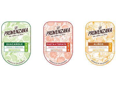 La Provenzana label system avocado branding design handmade illustration logo logotype onion tomatoes type typography vector vectors